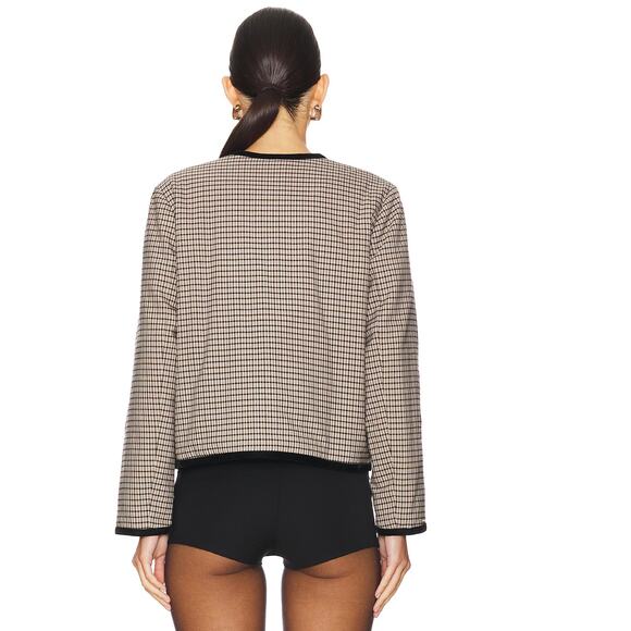 Rails Nota Full Zip Boxy Cropped Jacket Ice Taupe Mini Check Women's Size M NWT - Picture 2 of 14